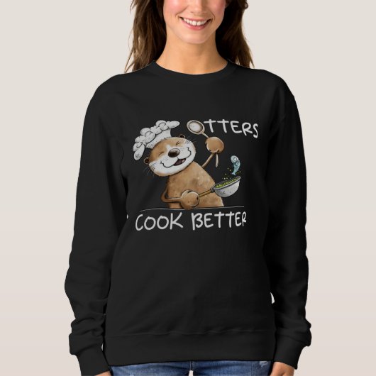 Grappige Otter Chef met Koekenpan voor Kook Enthou Trui (Voorkant)