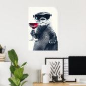 Grappige Otter Die Wijn Drinkt Kunstprint Thuisbro Poster (Thuiskantoor)