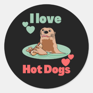 Grappige Otter eet een snack. Schattig Ronde Sticker