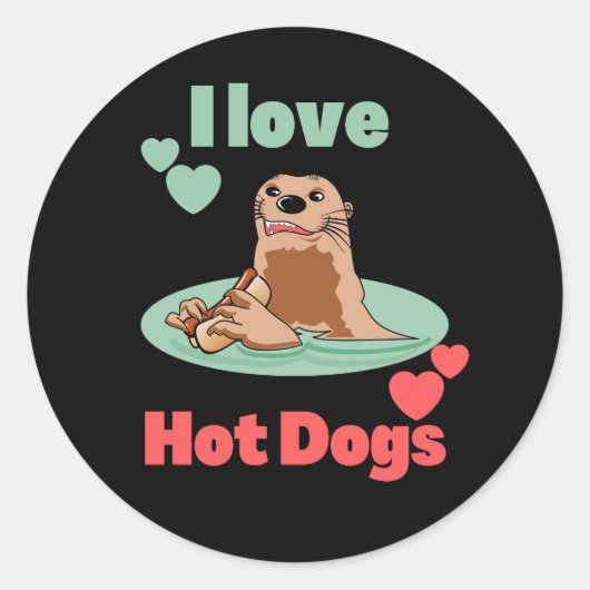 Grappige Otter eet een snack. Schattig Ronde Sticker (Voorkant)