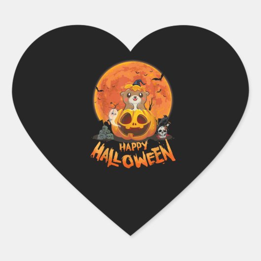 Grappige otter Halloween Gift Gelukkig Halloween Hart Sticker (Voorkant)
