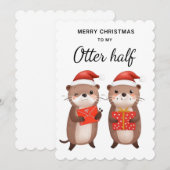 Grappige Otter Kerst Kaart voor Man, Vrouw (Voorkant / Achterkant)