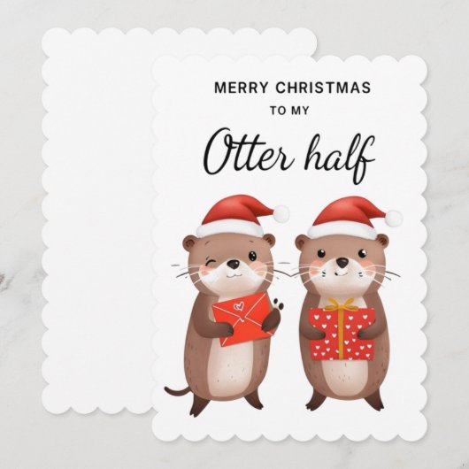 Grappige Otter Kerst Kaart voor Man, Vrouw (Voorkant / Achterkant)