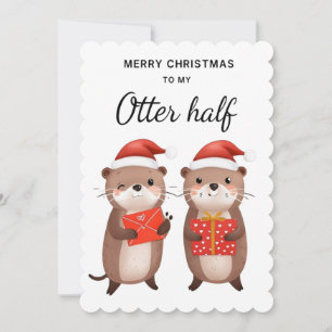 Grappige Otter Kerst Kaart voor Man, Vrouw
