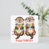 Grappige Otter Kerst Wenskaart Feestdagenkaart (Staand voorkant)
