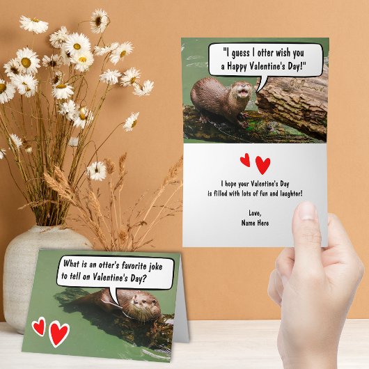 Grappige Otter Kind Valentijnsdag Dier Kaart