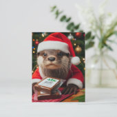 Grappige Otter Met Brownies Voor Kerstmis Briefkaart (Staand voorkant)
