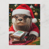 Grappige Otter Met Brownies Voor Kerstmis Briefkaart (Voorkant)