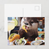 Grappige otter met oester taco's en Margarita Briefkaart (Voorkant / Achterkant)