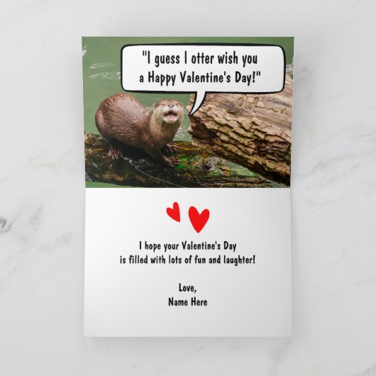 Grappige Otter Peuter Valentijnsdag Dier Kaart (Binnen)