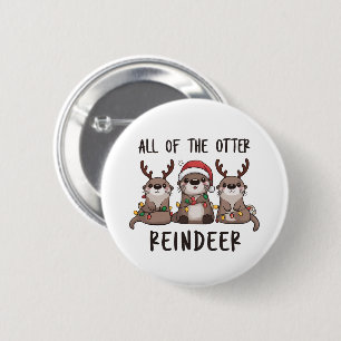 Grappige Otter Rendier Kerst Dier Ronde Button 5,7 Cm