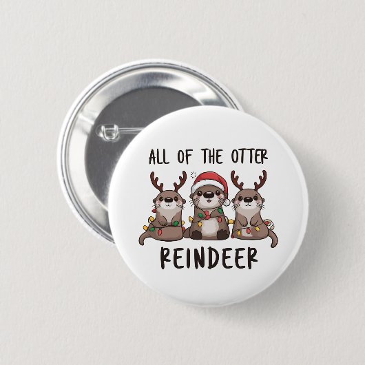 Grappige Otter Rendier Kerst Dier Ronde Button 5,7 Cm (Voorkant /achterkant)