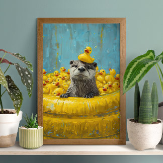 Grappige Otter Rubber Eend Zwembad Poster