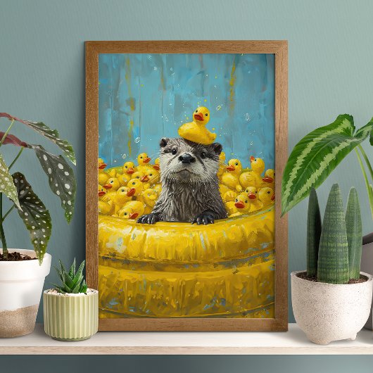 Grappige Otter Rubber Eend Zwembad Poster