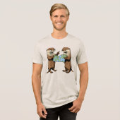 Grappige Otters Met Kaart Tri-Blend Shirt (Voorkant volledig)