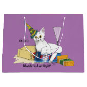 Grappige Oud en Nieuw nasleep Witte Kat Groot Cadeauzakje (Voorkant)