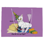 Grappige Oud en Nieuw nasleep Witte Kat Groot Cadeauzakje (Achterkant)
