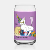 Grappige Oud en Nieuw naweeën Witte Kat Blikvorm Glas (Voorkant)