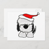 Grappige Oud-Engelse herdershond in Santa Hat Feestdagenkaart (Voorkant / Achterkant)