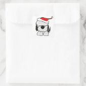 Grappige Oud-Engelse herdershond in Santa Hat Vierkante Sticker (Tas)