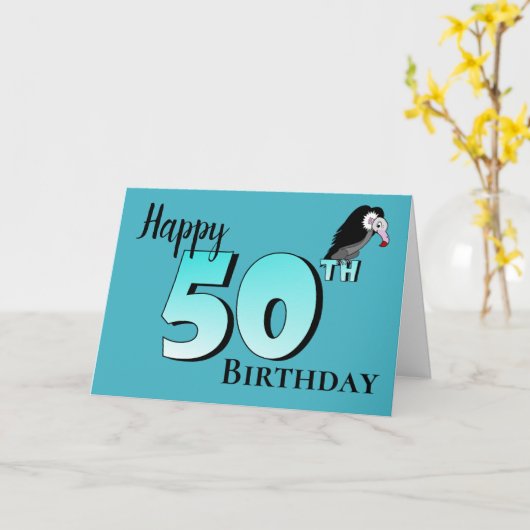 Grappige oude buizerd over de heuvel 50e verjaarda kaart (Gele Bloem)