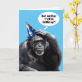 Grappige Oude Chimpansee Met Feesthoed Verjaardag Kaart (Gele Bloem)