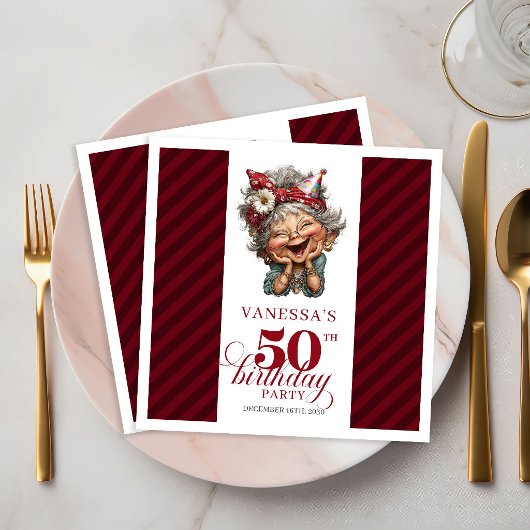 Grappige Oude Dame 50e Verjaardag Servetten Tafel 
