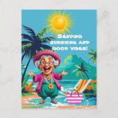 Grappige oude dame die zonneschijn en goede vibes briefkaart (Voorkant)
