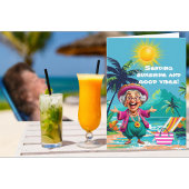 Grappige oude dame die zonneschijn en goede vibes  kaart