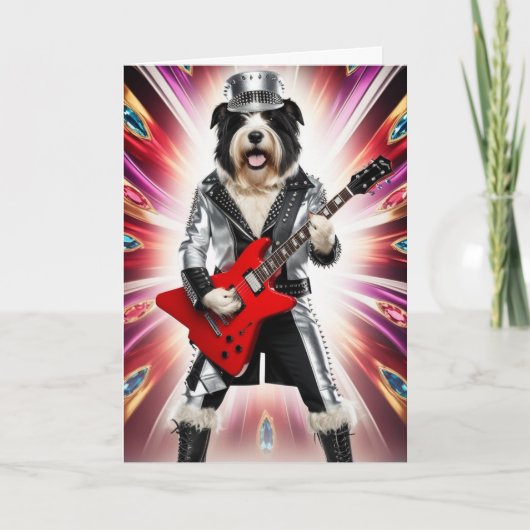 Grappige Oude Engelse Herdershond Rockster Kaart (Voorkant)