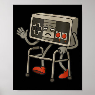 Grappige Oude Gamer Gamen Retro 80s 90s Retro Vide Poster