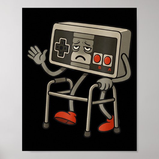 Grappige Oude Gamer Gamen Retro 80s 90s Retro Vide Poster (Voorkant)