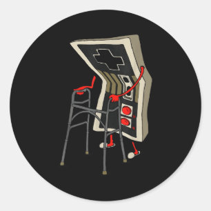 Grappige Oude Gamer Gamen Retro 80s 90s Videogame Ronde Sticker