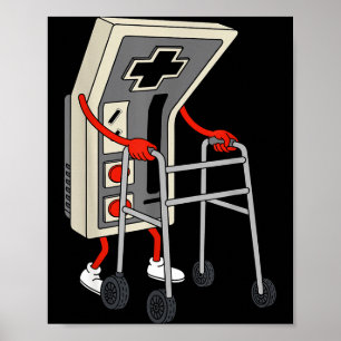 Grappige Oude Gamer Gamen Retro 80s 90s Videospel Poster