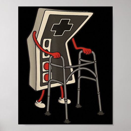 Grappige Oude Gamer Gamen Retro 80s 90s Videospel  Poster (Voorkant)