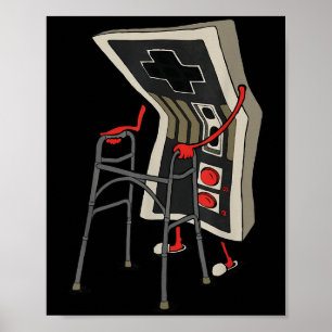 Grappige Oude Gamer Gamen Retro 80s 90s Videospel  Poster