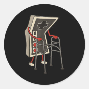 Grappige Oude Gamer Gamen Retro 80s 90s Videospel Ronde Sticker