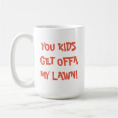 Grappige oude geezer krijgen off mijn gazon vader mok (Links)