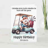 *~* Grappige oude golfkar Man - AP94 Verjaardag Ka Bedankkaart (Voorkant)