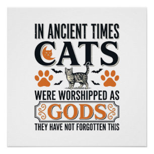 Grappige Oude Katten Aanbede Als Goden Vintage T-S Perfect Poster