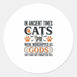 Grappige Oude Katten Aanbeden Als Goden Vintage T- Ronde Sticker
