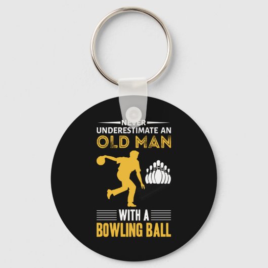 grappige oude man bowlingkunst sleutelhanger (Voorkant)