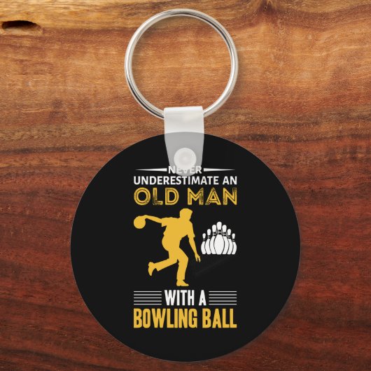 grappige oude man bowlingkunst sleutelhanger (Voorkant)