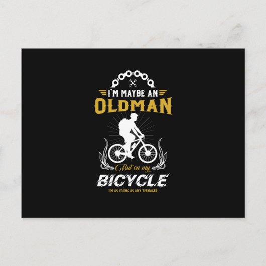 Grappige oude Man fietsliefhebber Feestdagenkaart (Voorkant)