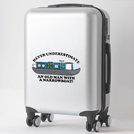 Grappige Oude Man met Smalboot Citaat Sticker (Koffer)