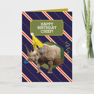 Grappige oude Man verjaardag Kaart met neushoorn