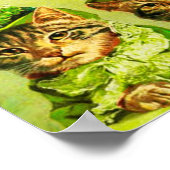 GRAppige OUDE MODE ST.PATRICKS DAG KATTEN MET HART Poster (Hoek)