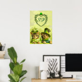 GRAPPIGE OUDE MODE ST.PATRICKS KATTEN, HART MONOGR POSTER (Thuiskantoor)