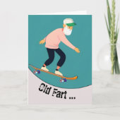 Grappige oude scheet skateboarder verjaardag kaart (Voorkant)