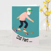 Grappige oude scheet skateboarder verjaardag kaart (Gele Bloem)